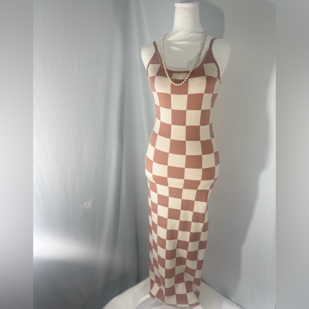 Maxi Sweater Dress - Checkered